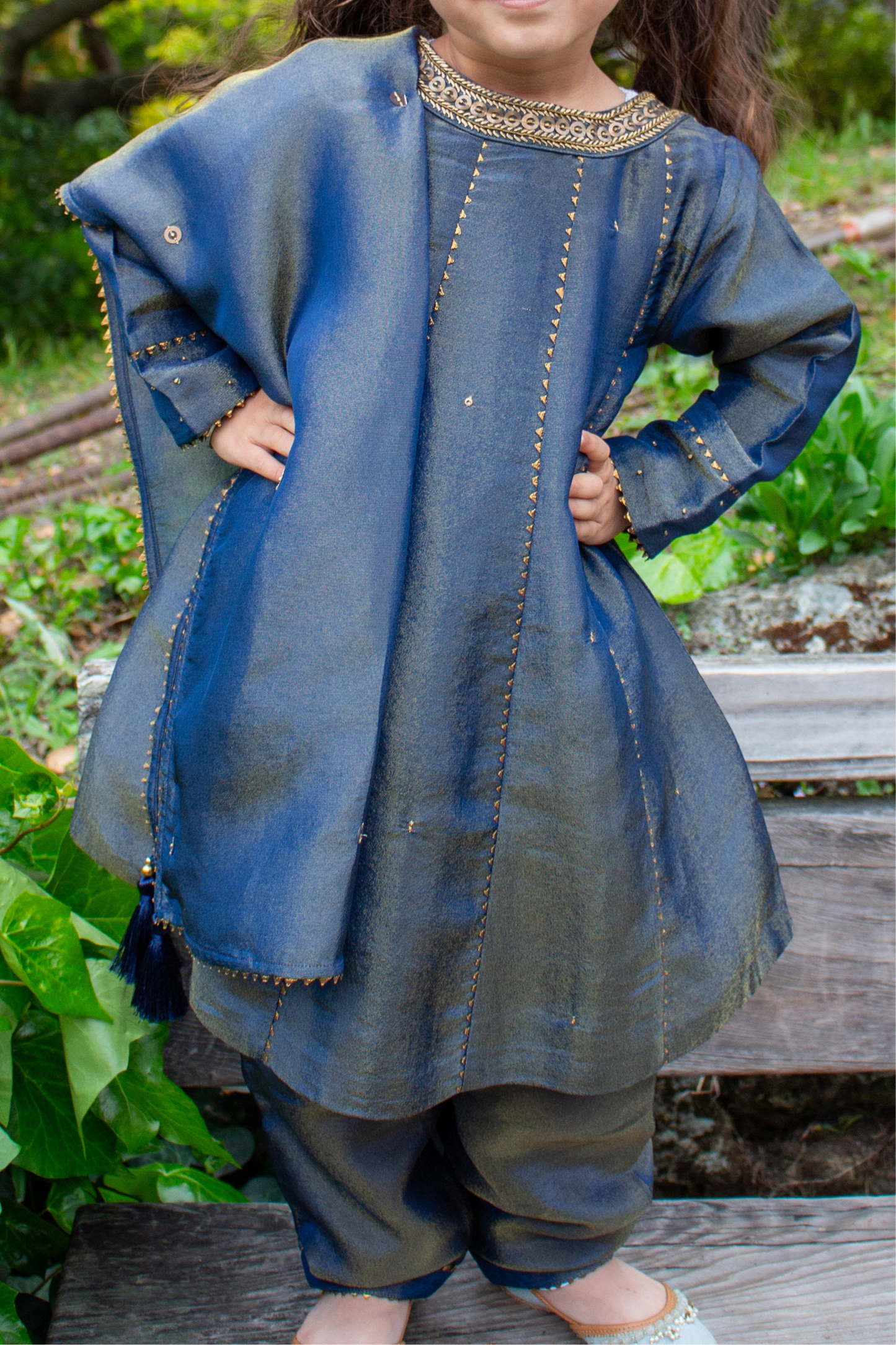 Albeli Navy-Gold Kalidaar Kurta Set