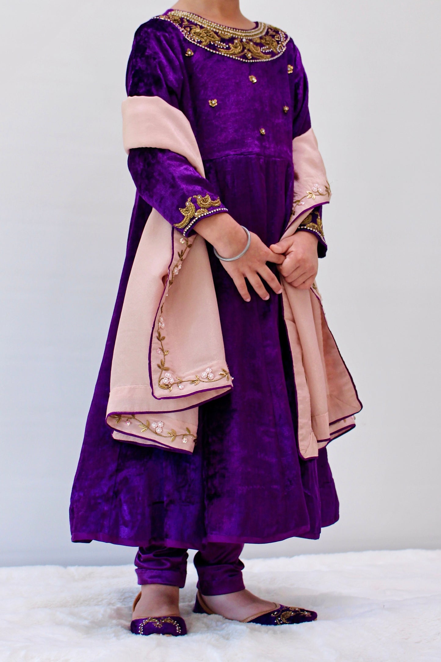 Soan Chiriyya Regal Purple Anarkali Set