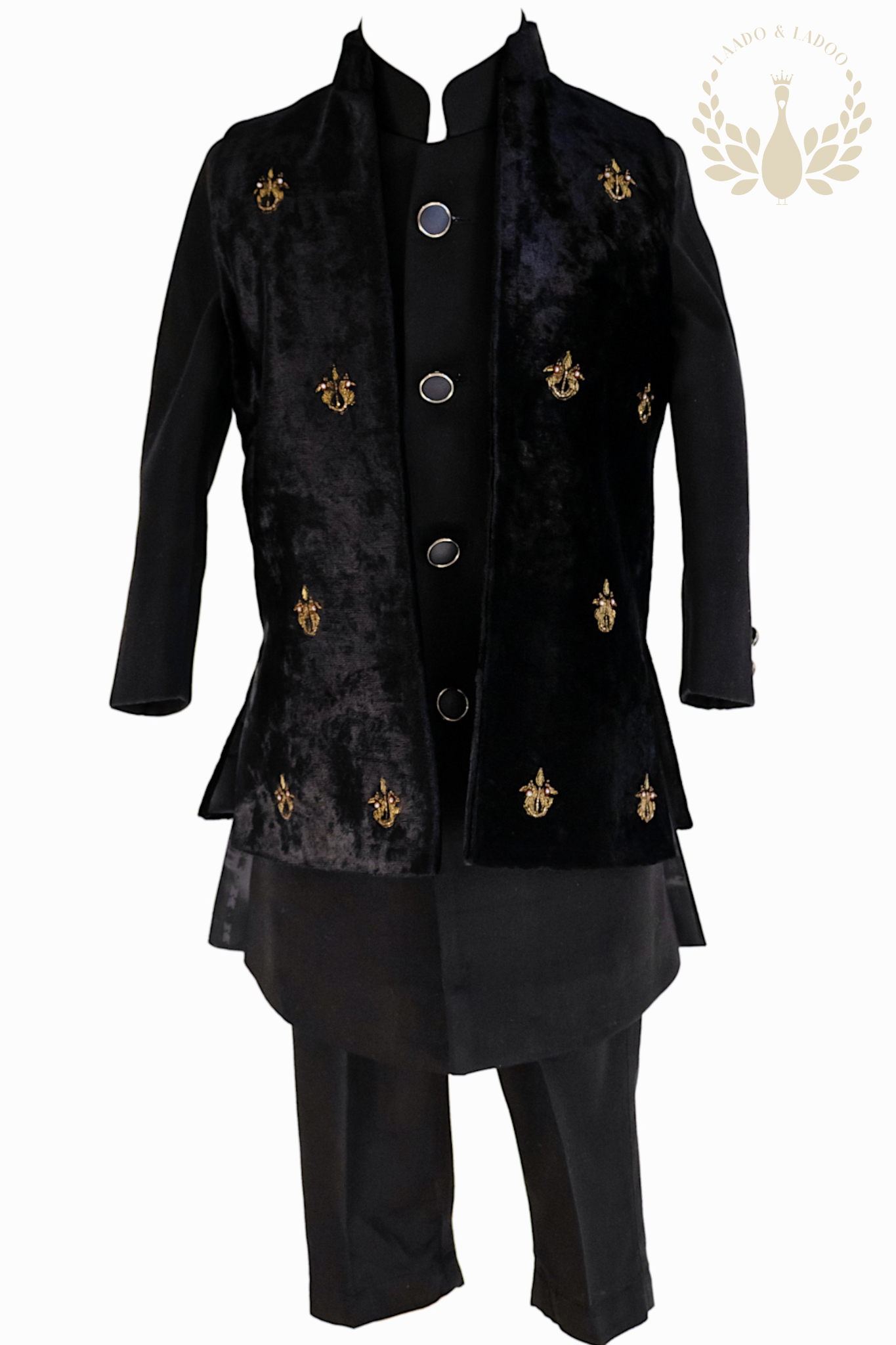 Nawaab Black Sherwani Set