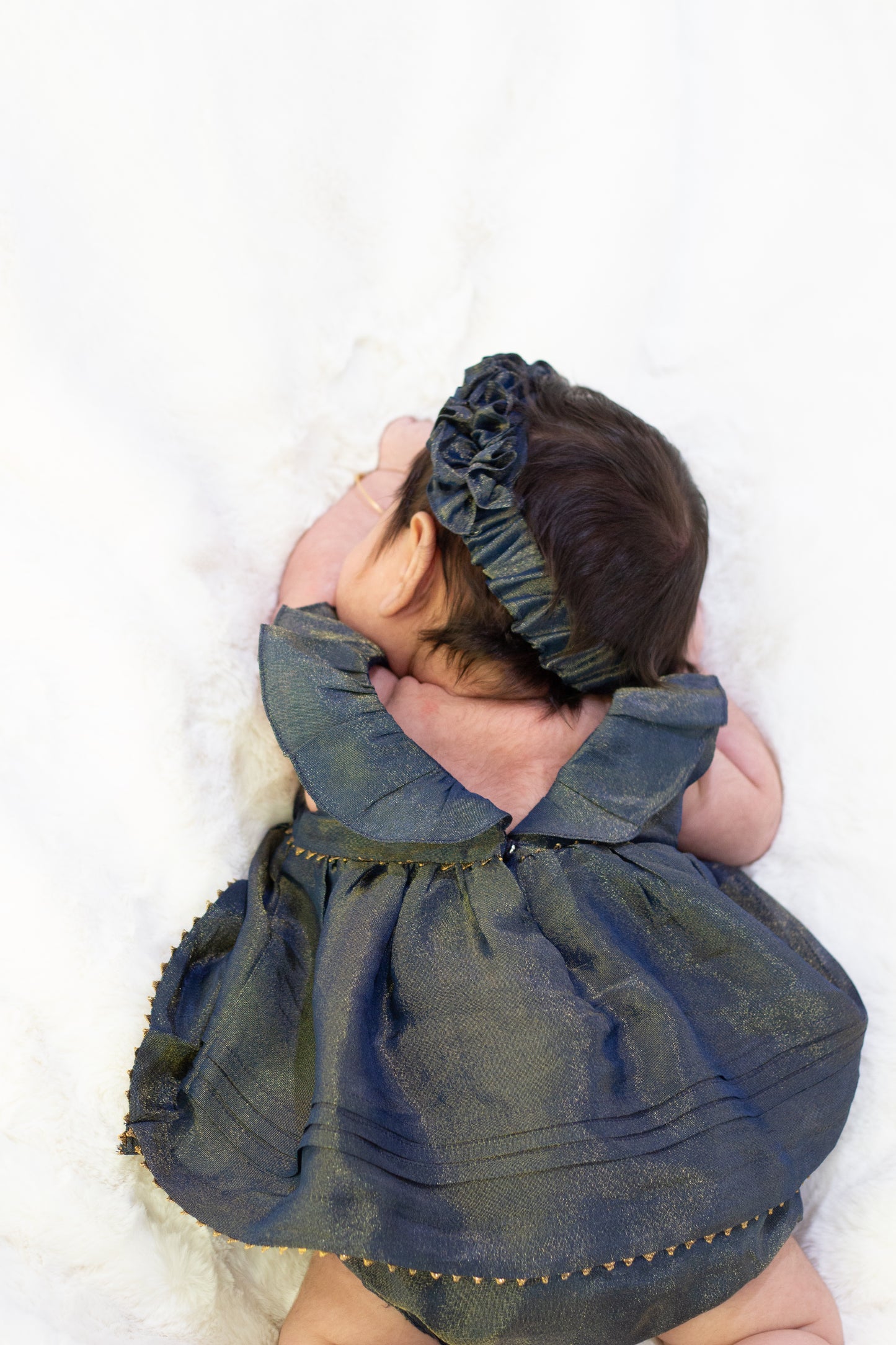 Albeli Navy-Gold Baby Girl Romper