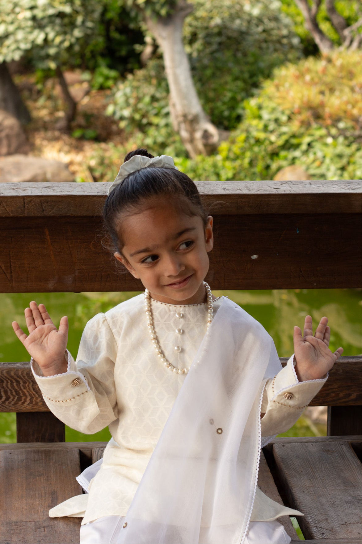 Kaju Katli Girls' Off White Kurta Set
