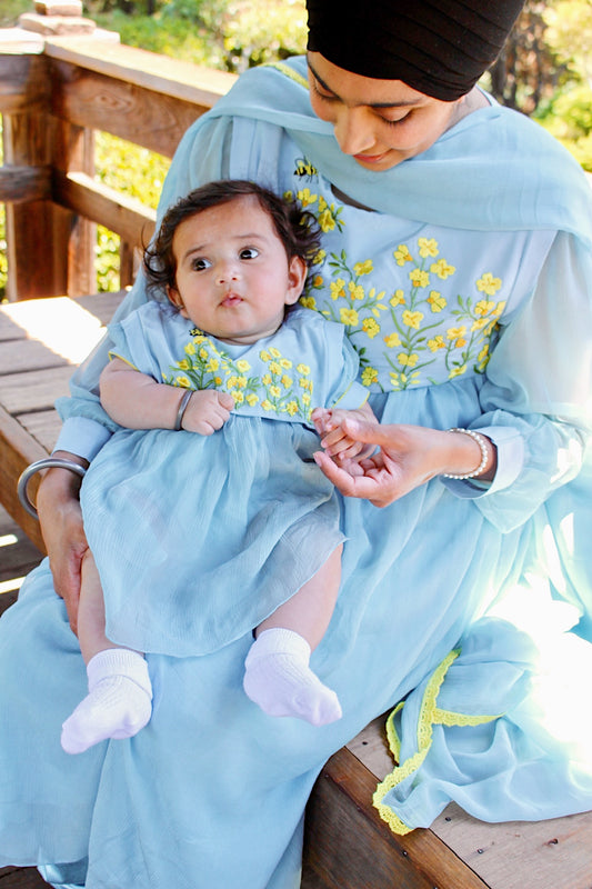 Saras Sky Blue Baby Girl Romper