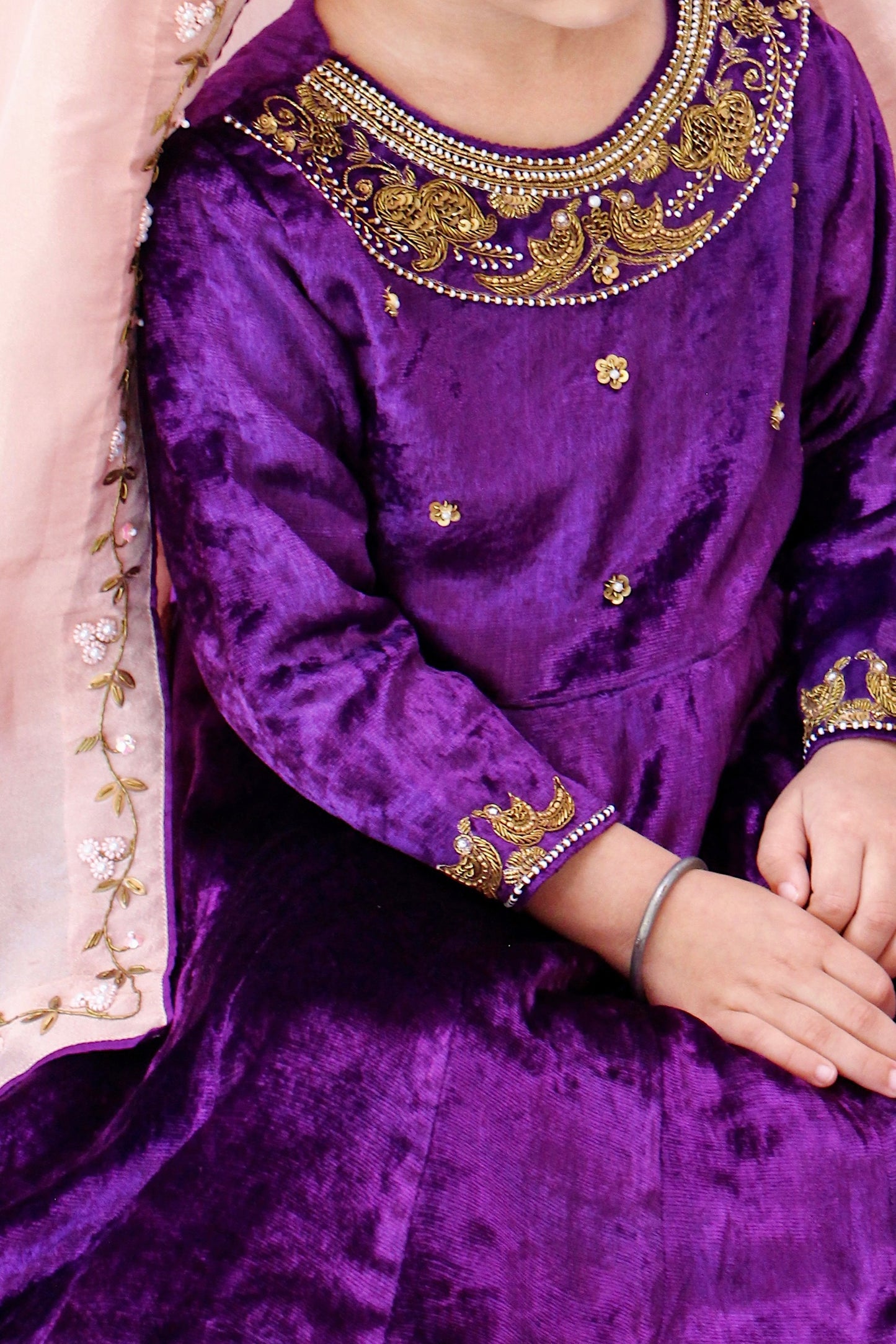 Soan Chiriyya Regal Purple Anarkali Set