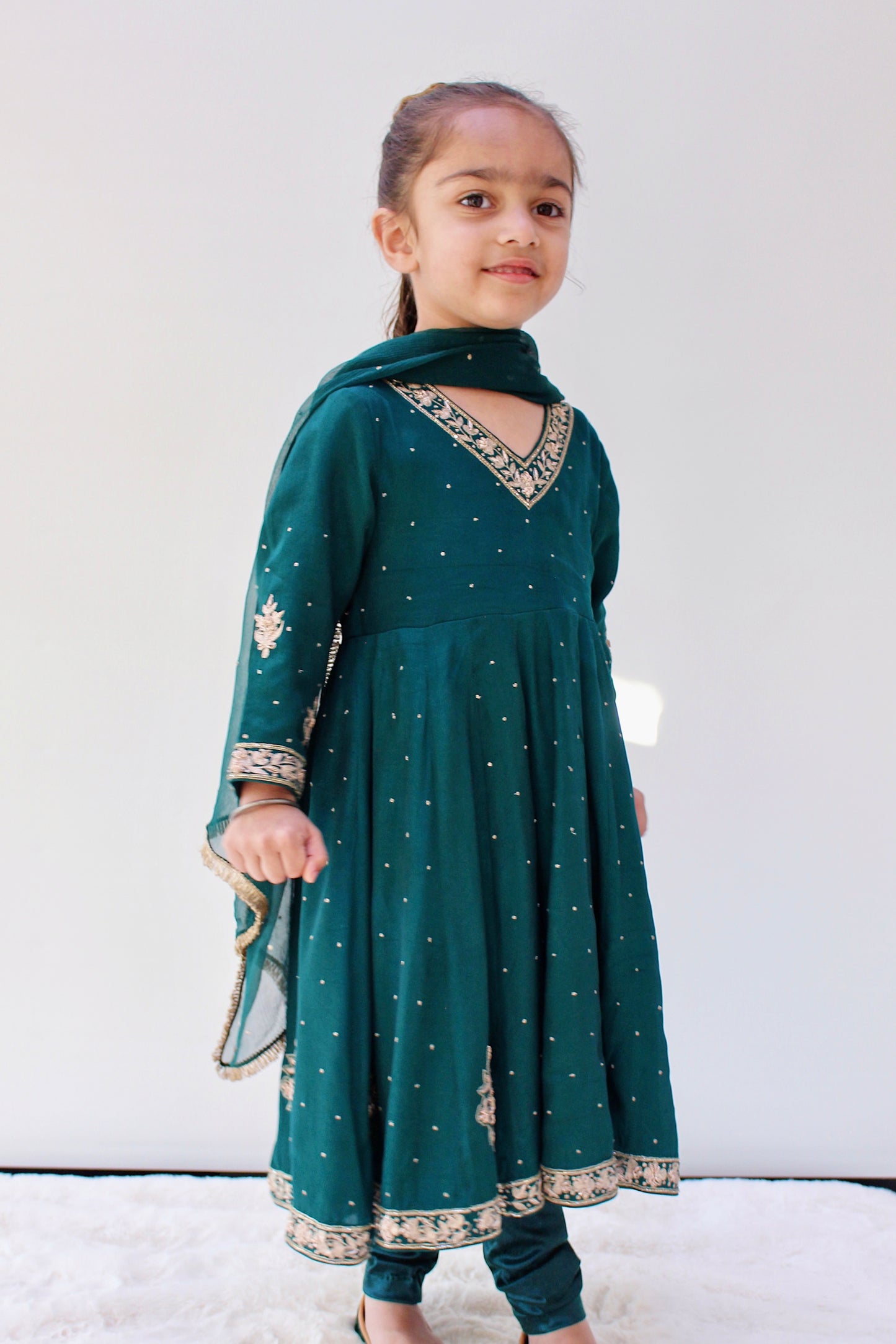 Moraan Emerald Teal Anarkali Set