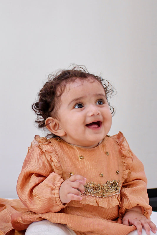 Soan Chiriyya Apricot-Gold Baby Girl Romper