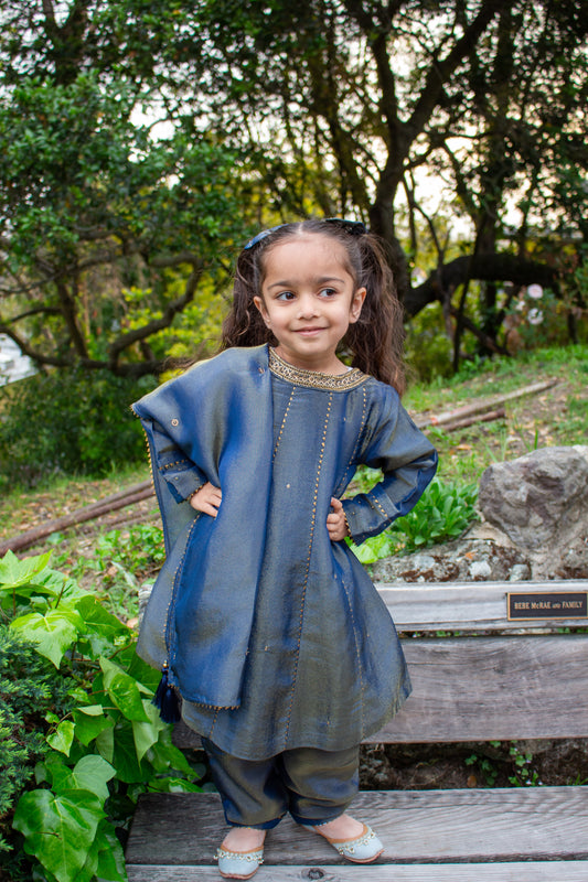 Albeli Navy-Gold Kalidaar Kurta Set