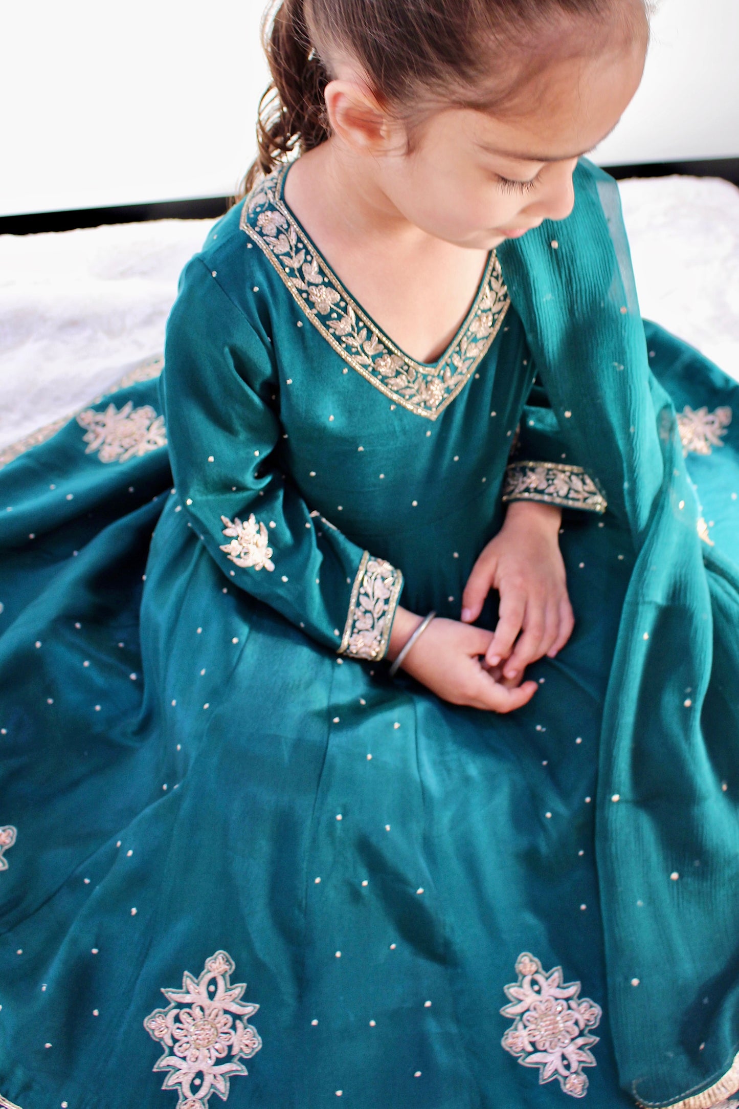 Moraan Emerald Teal Anarkali Set