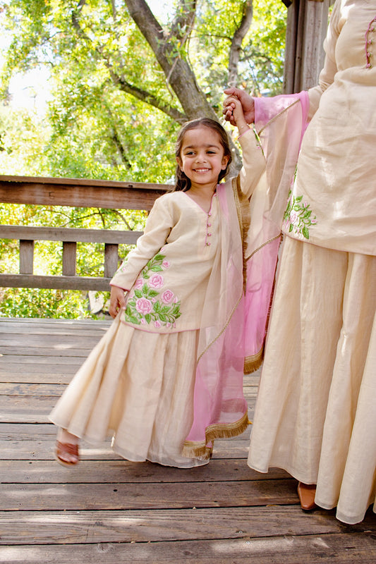 Roshanara Light Gold Sharara Set