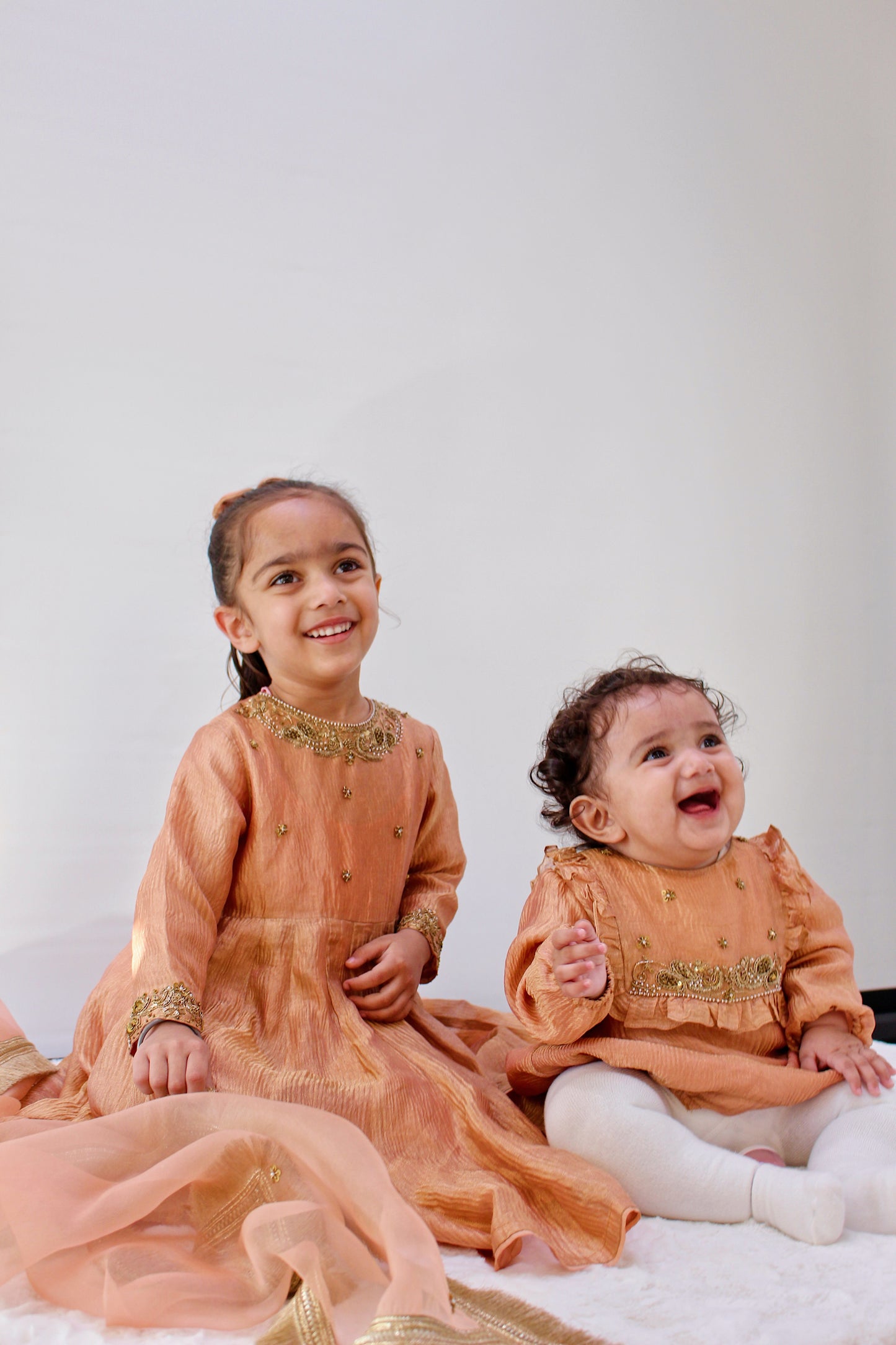 Soan Chiriyya Apricot-Gold Anarkali Set