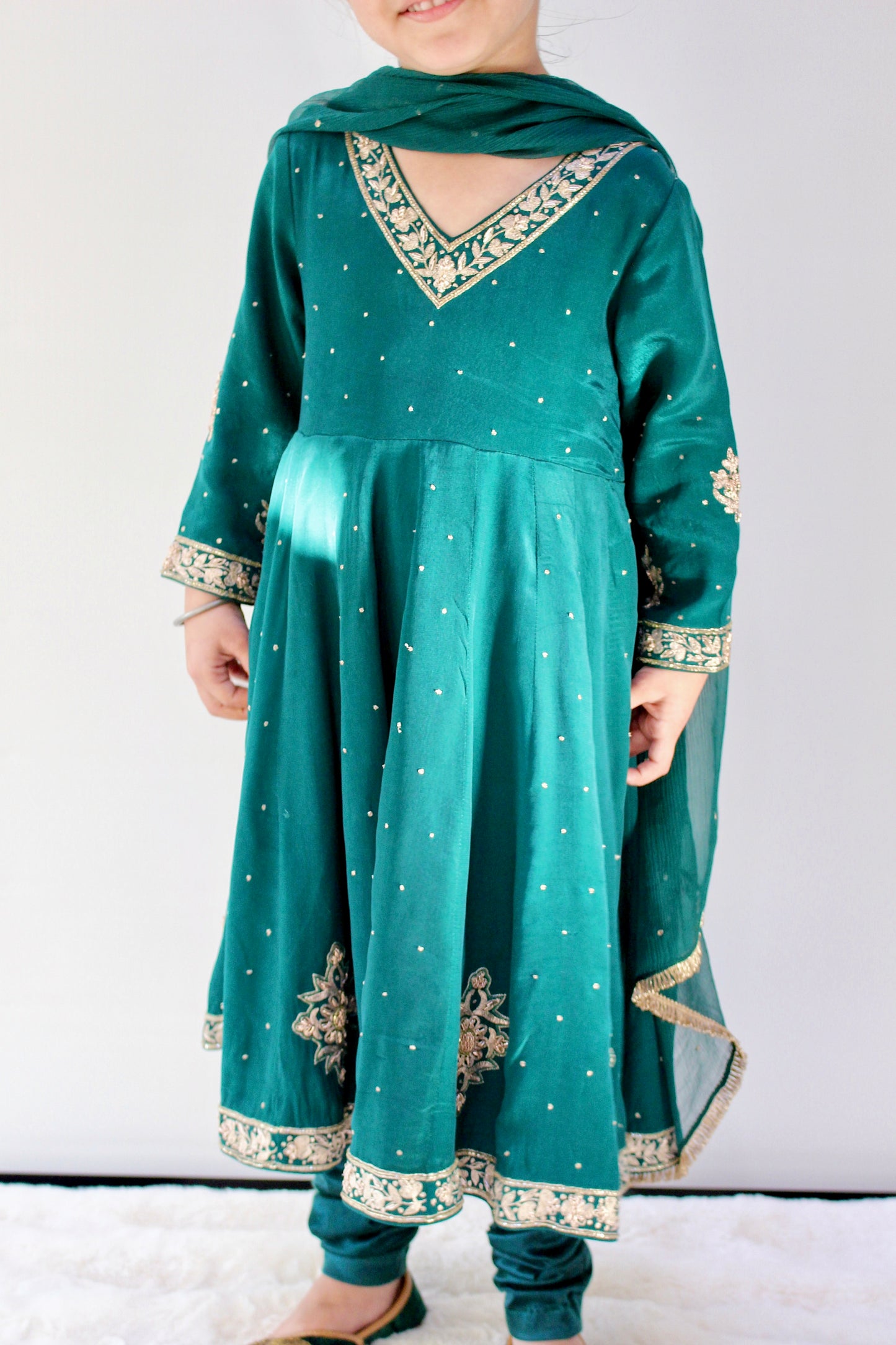 Moraan Emerald Teal Anarkali Set