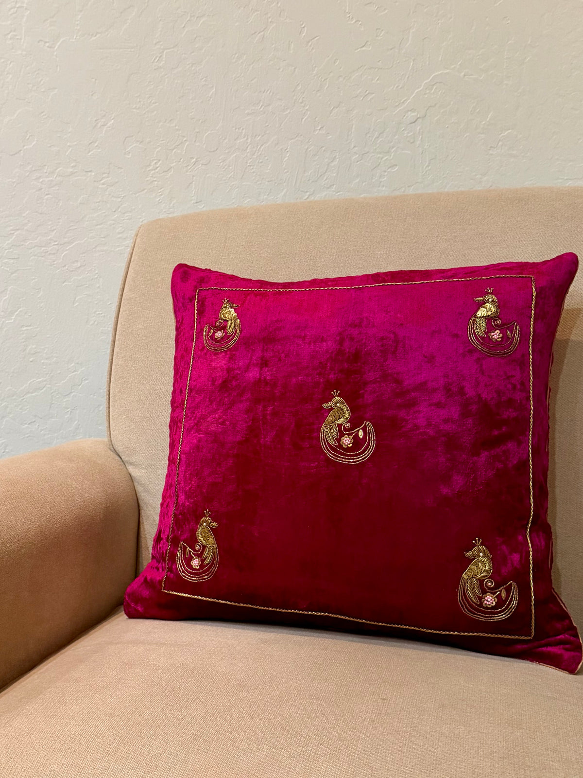 Chenaab Cushion Cover in Royal Magenta