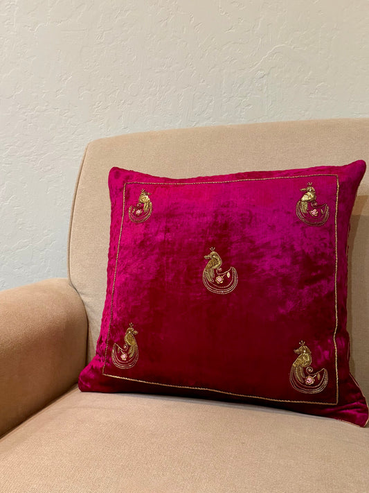 Chenaab Cushion Cover in Royal Magenta