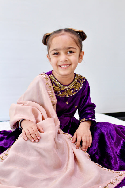 Soan Chiriyya Regal Purple Anarkali Set