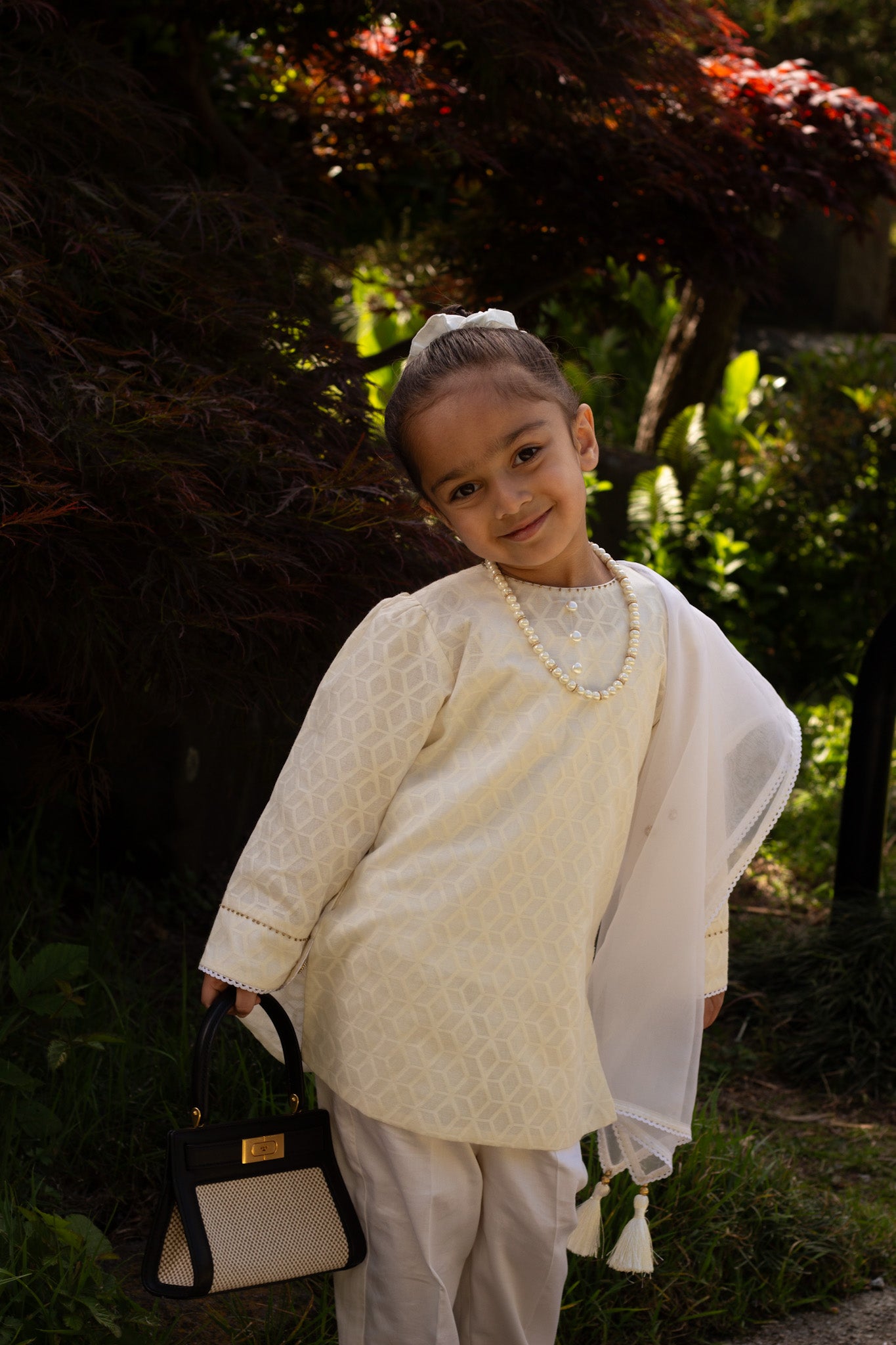 Kaju Katli Girls' Off White Kurta Set