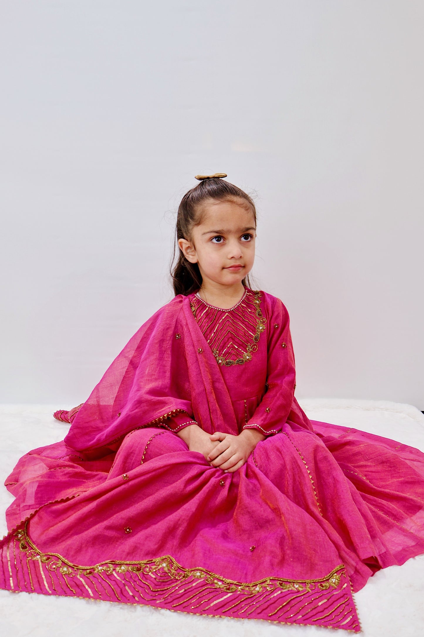 Soanpari Fuchsia Gold Anarkali Set