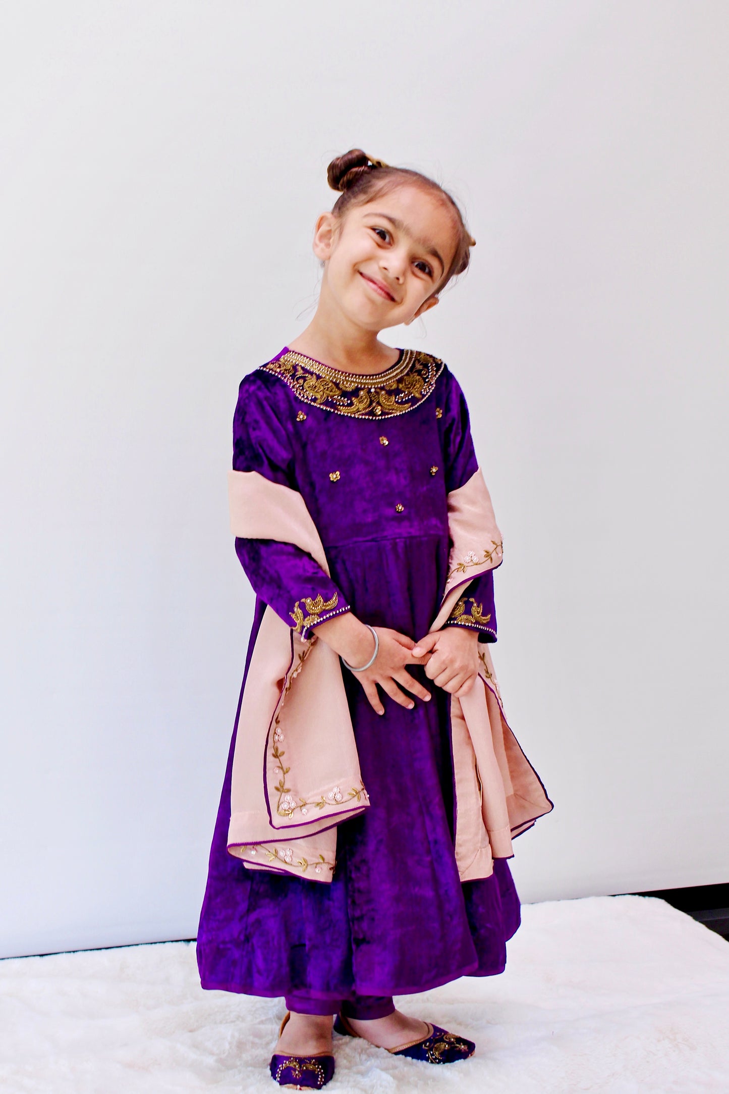 Soan Chiriyya Regal Purple Anarkali Set