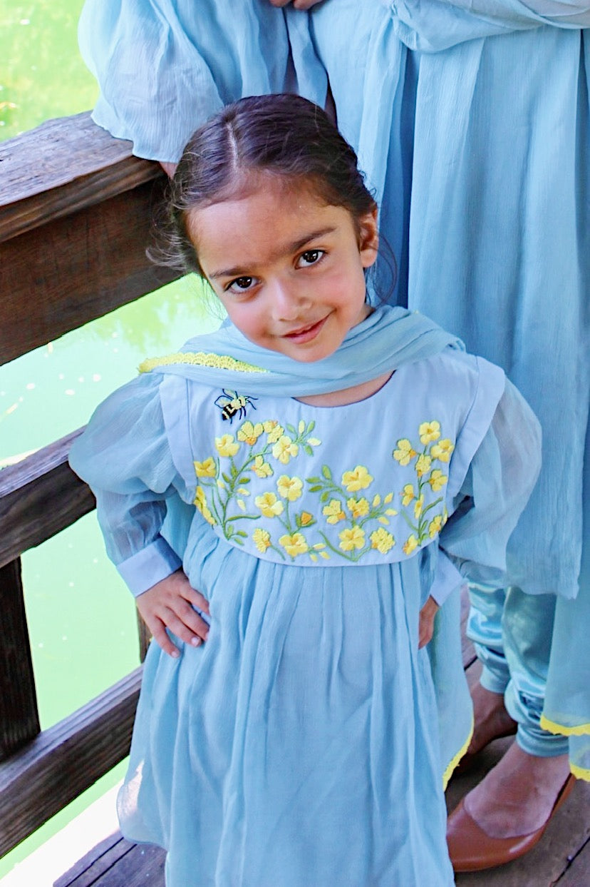 Saras Sky Blue Frock Set