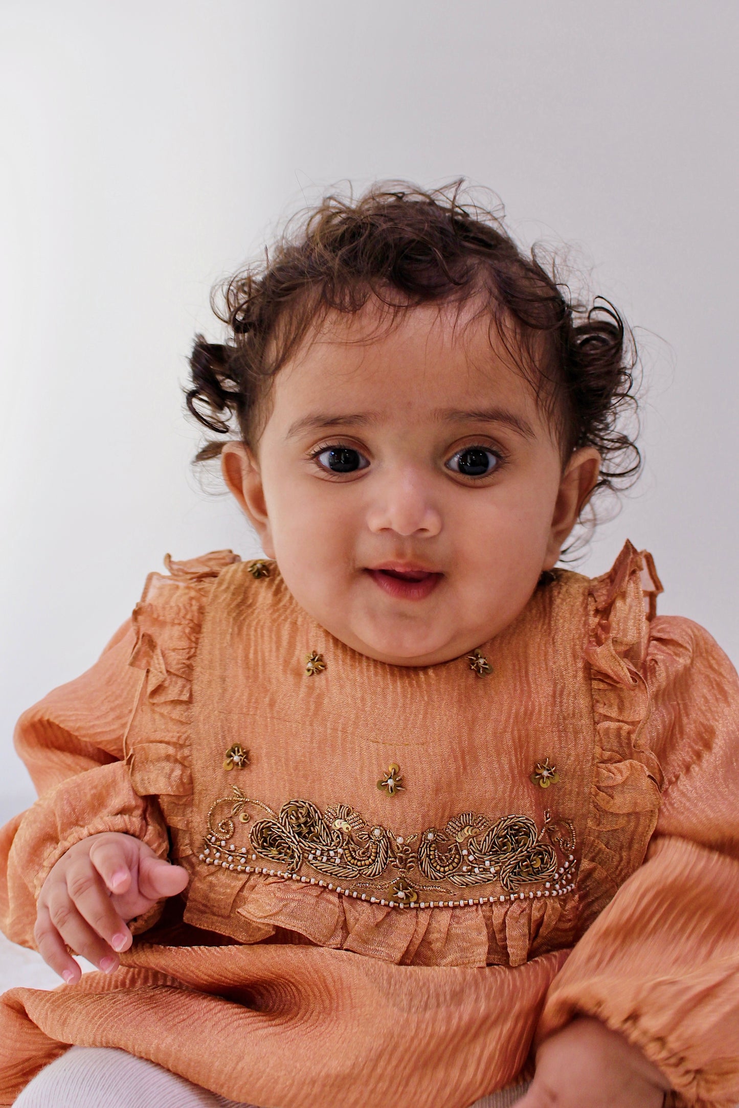 Soan Chiriyya Apricot-Gold Baby Girl Romper
