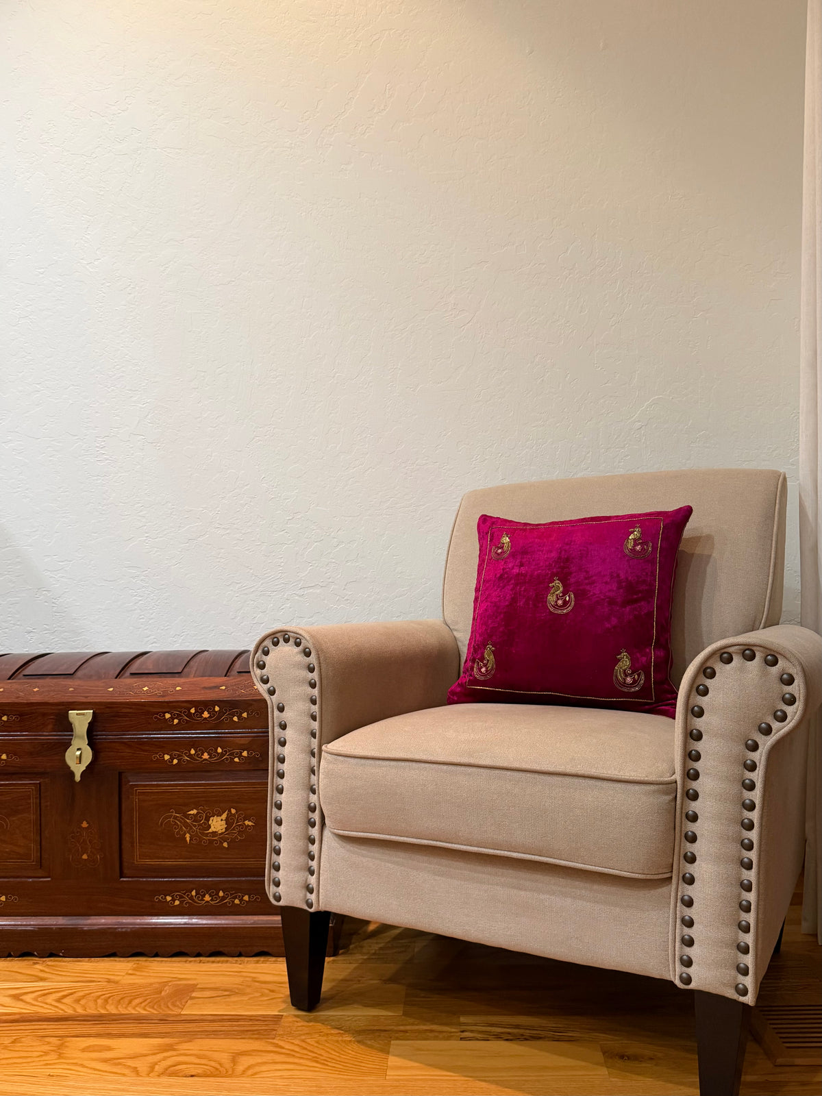 Chenaab Cushion Cover in Royal Magenta