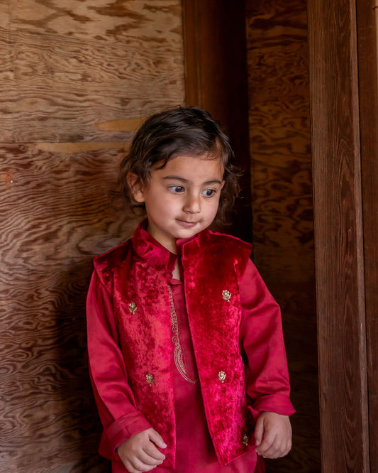 Shehzada Red Kurta Set